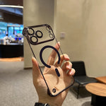 Frameless Case for iPhone 17 Pro Max Air for Magsafe Wirelss Charge Case for iPhone 13 14 15 16 Pro Max Thin PC Plating Cover