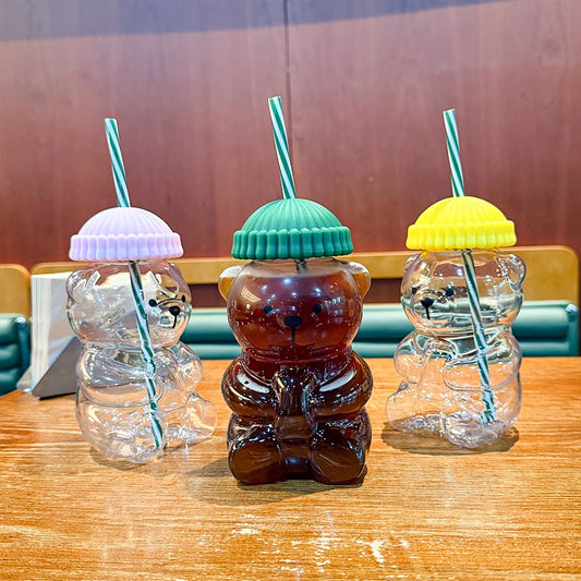 20oz New Bear Straw Tumbler, Plastic Cup for Coffee Beer Wine Cocktails, Office Party Drinkware, Christmas Birthday Gift