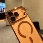 Frameless Case for iPhone 17 Pro Max Air for Magsafe Wirelss Charge Case for iPhone 13 14 15 16 Pro Max Thin PC Plating Cover