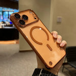 Frameless Case for iPhone 17 Pro Max Air for Magsafe Wirelss Charge Case for iPhone 13 14 15 16 Pro Max Thin PC Plating Cover
